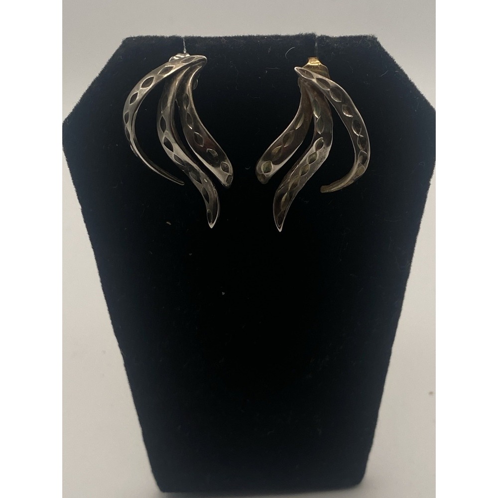 VTG Sterling Modernist Dangle Studs Marked Signed